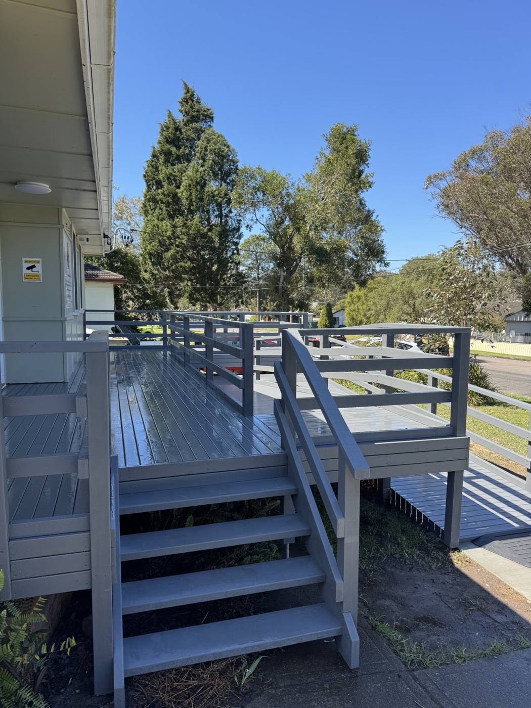 Elevated composite deck & balustrade